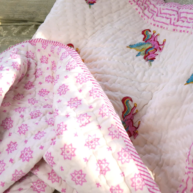 Mulmul Cotton Baby Blanket - Hand Block Print
