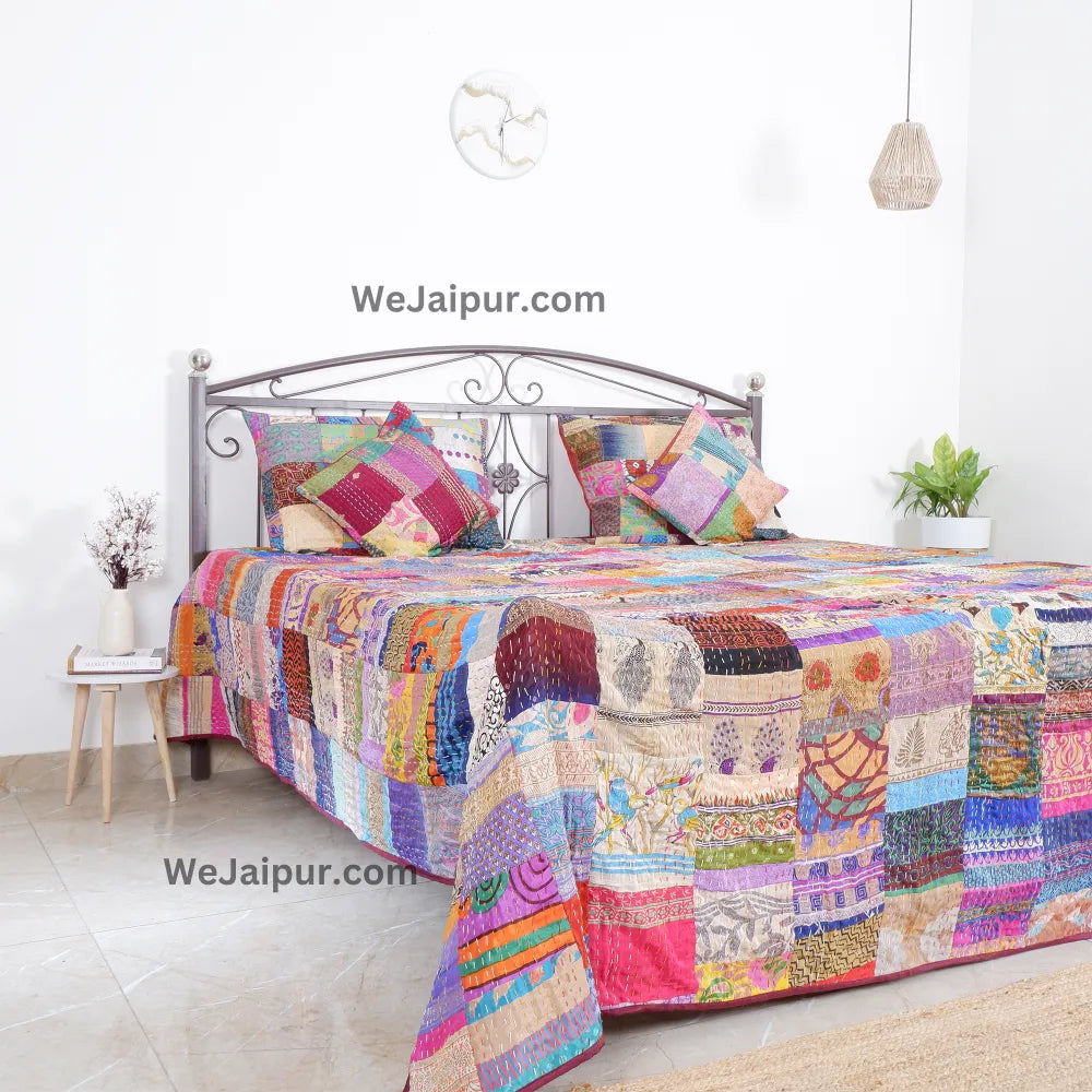 Multicolored Handcrafted Patchwork Quilt - Comfort & Style