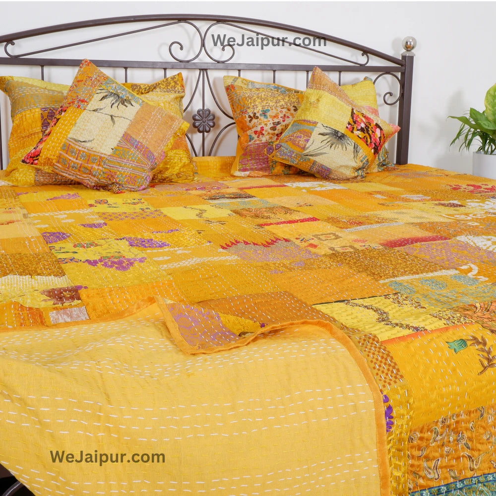 Handmade Yellow Patchwork Quilt - Pure Beauty and Comfort