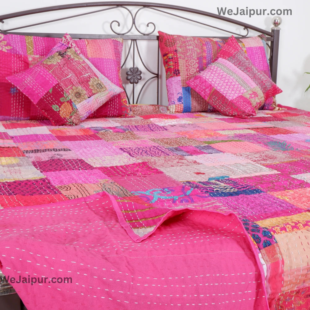 Handmade Pink Patchwork Quilt - Extra soft & Skin friendly