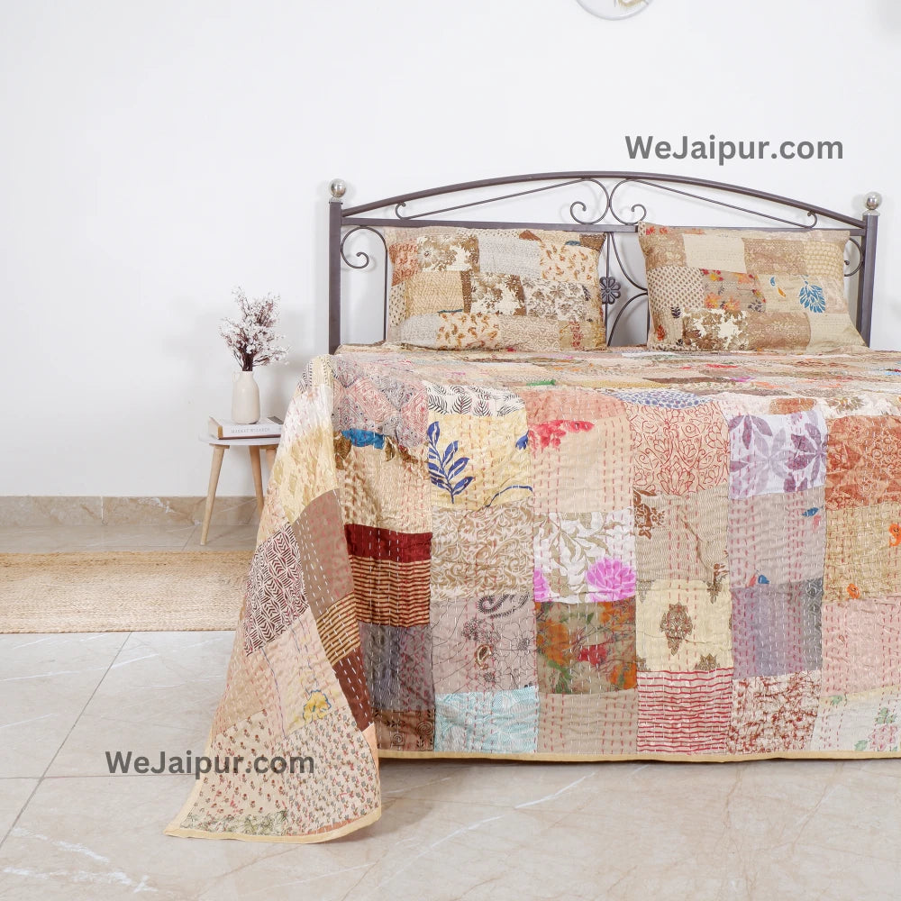 Handcrafted Beige Patchwork Quilt - Best Quality