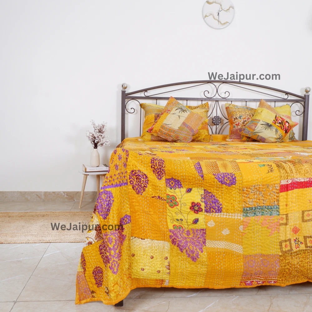 Handmade Yellow Patchwork Quilt - Pure Beauty and Comfort