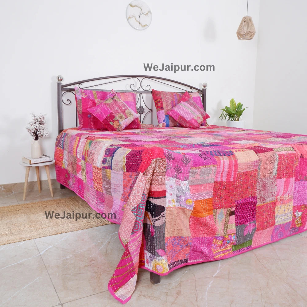 Handmade Pink Patchwork Quilt - Extra soft & Skin friendly