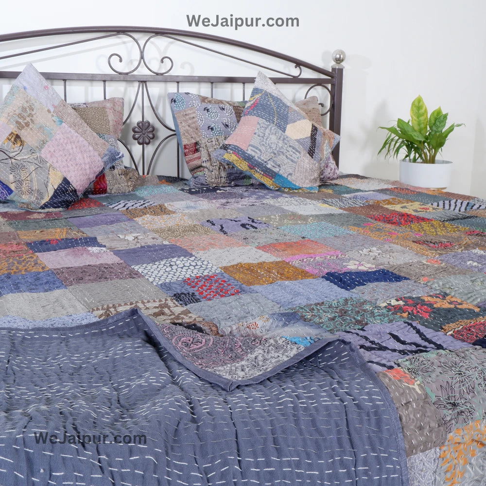 Handmade Grey Patchwork Quilt - Skin Friendly