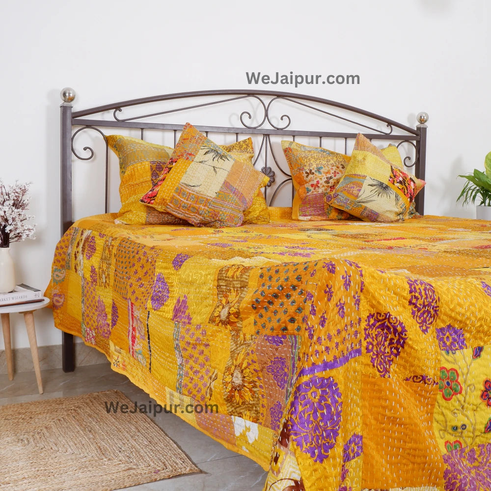 Handmade Yellow Patchwork Quilt - Pure Beauty and Comfort