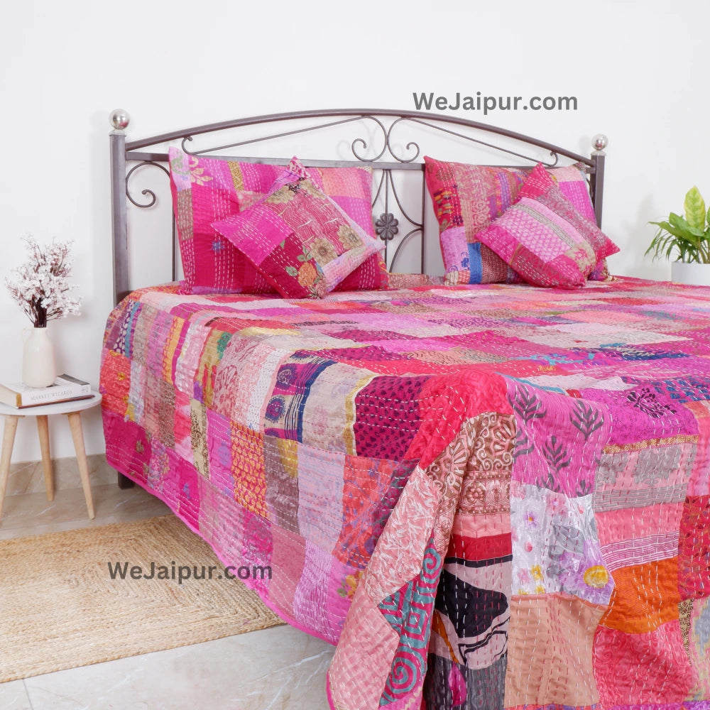 Handmade Pink Patchwork Quilt - Extra soft & Skin friendly