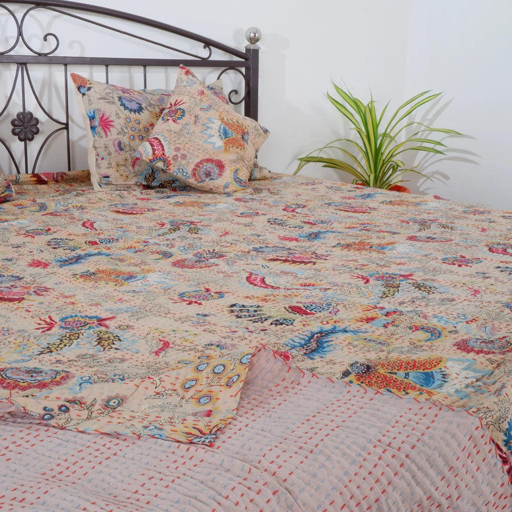 Organic Cotton Kantha Bedcover: Sustainable Luxury for Modern Living