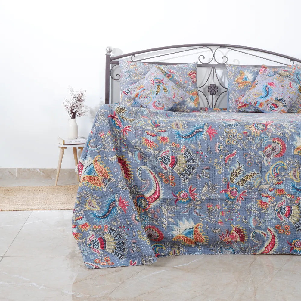 Eco-Friendly Comfort: Organic Cotton Kantha Bedspreads for Bedrooms
