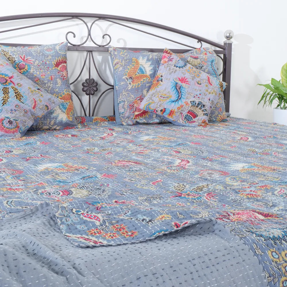 Eco-Friendly Comfort: Organic Cotton Kantha Bedspreads for Bedrooms