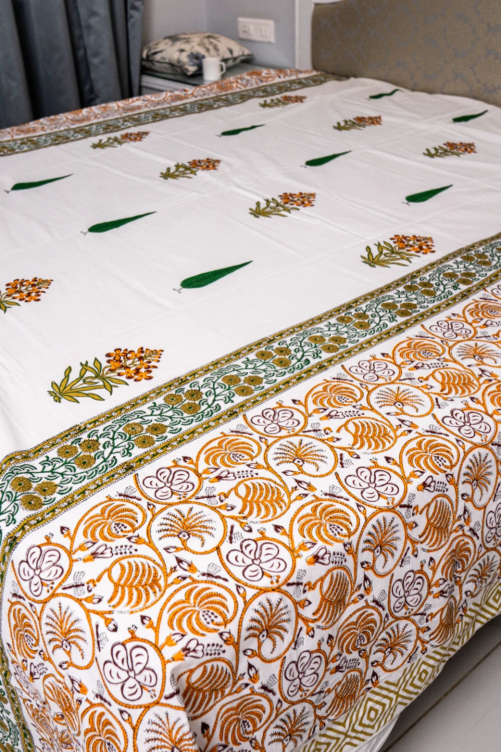 Leafy Pattern hand block print Cotton Bedsheet
