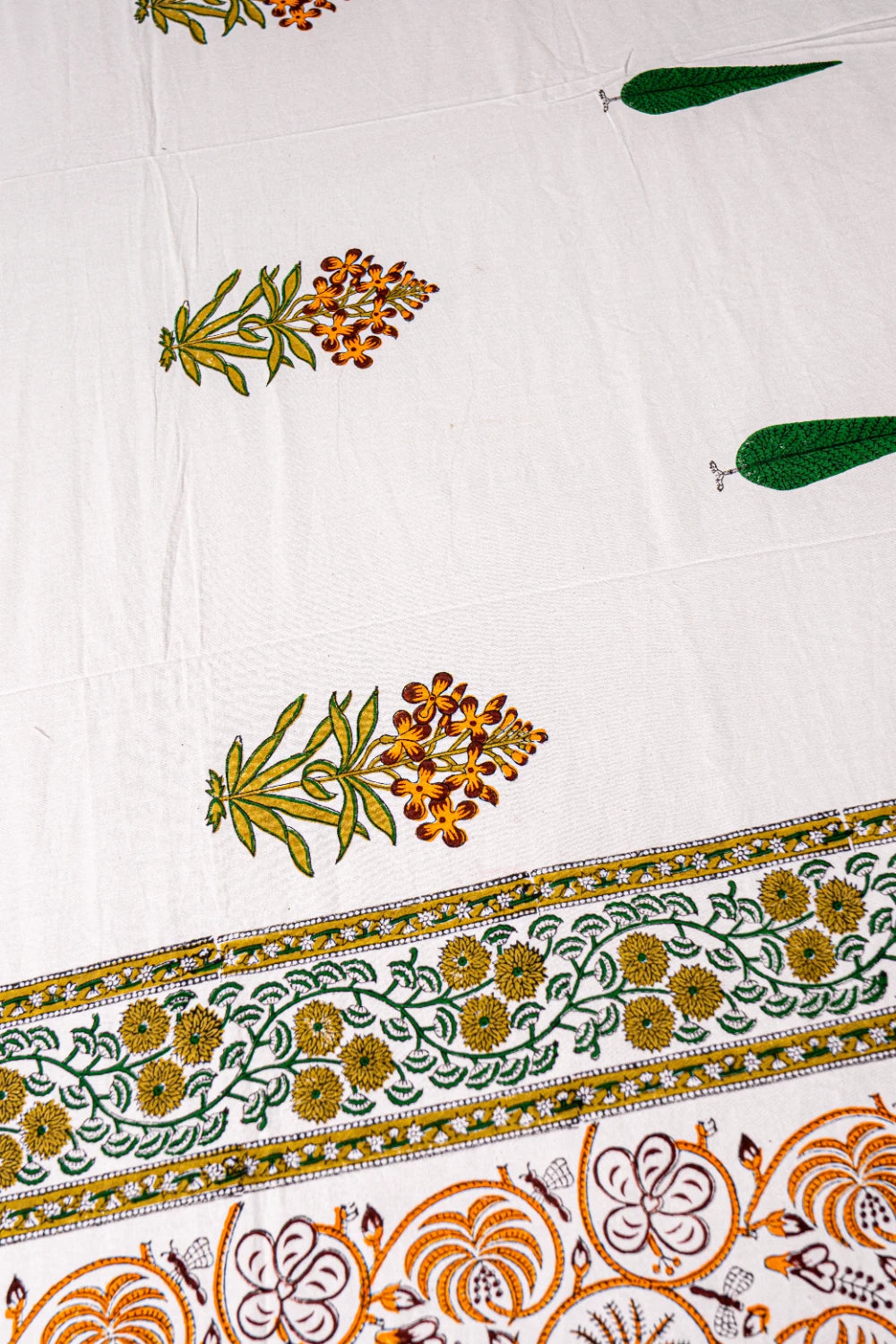 Leafy Pattern hand block print Cotton Bedsheet