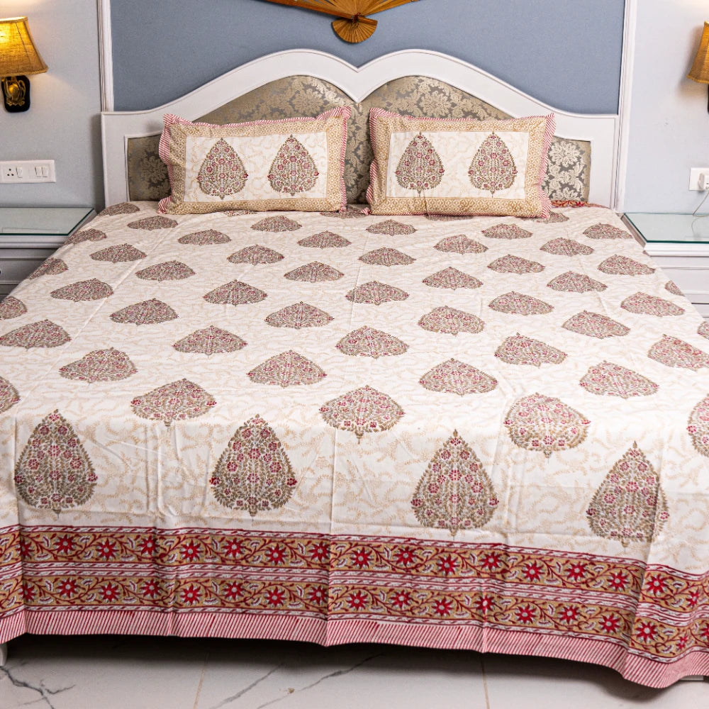 Eye Catcher hand block print Cotton Bedsheet