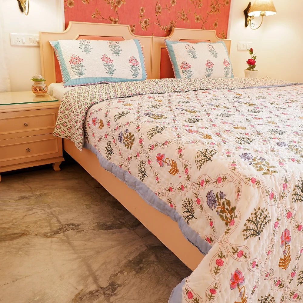 Beautiful Floral Pattern Mulmul Quilt