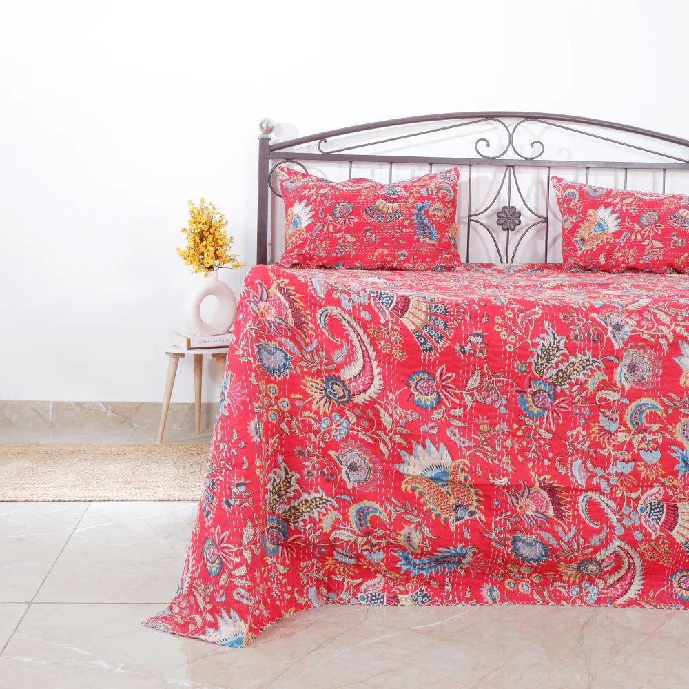 Eco-Chic Comfort: Organic Cotton Kantha Bedcovers for Ethical Living